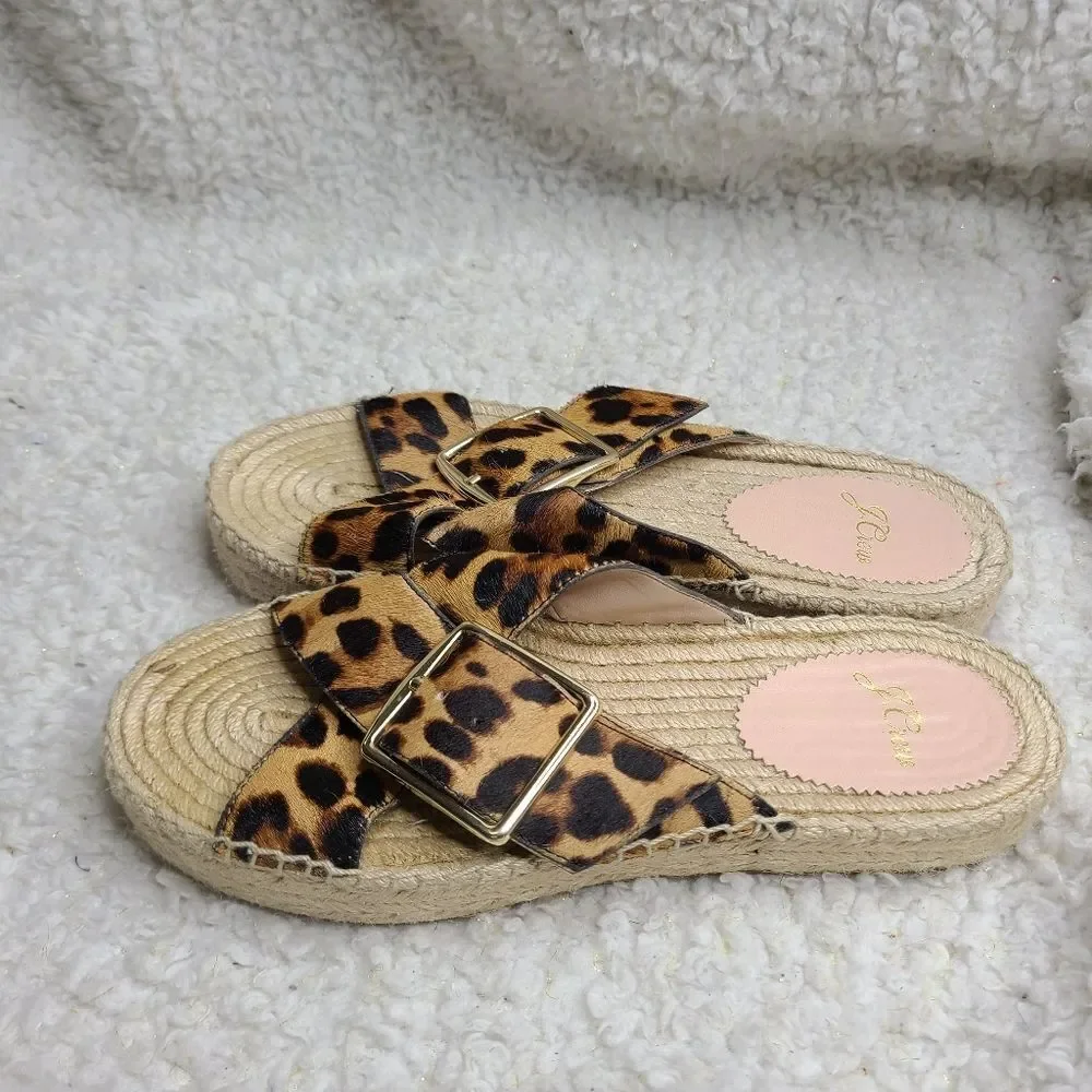 J. Crew Animal Print Espadrilles‎ Slide Sandals sz 8